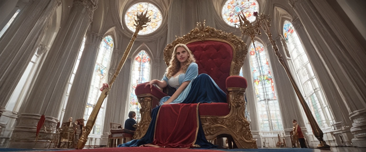 score_9, score_8_up, score_7_up, source_photo, photography, realistic, rating safe, from below, dynamic angle, cinematic angle, ultra detailed, detailed eyes, absurdity, 1girl, old queen victoria is sitting Throne of Power, crown, scepter, looking at viewer, (oversized body), large breasts, shiny body, long hair, blonde hair, wavy hair, multiple boys, masked shota, standing around her, masterpiece, 8k,