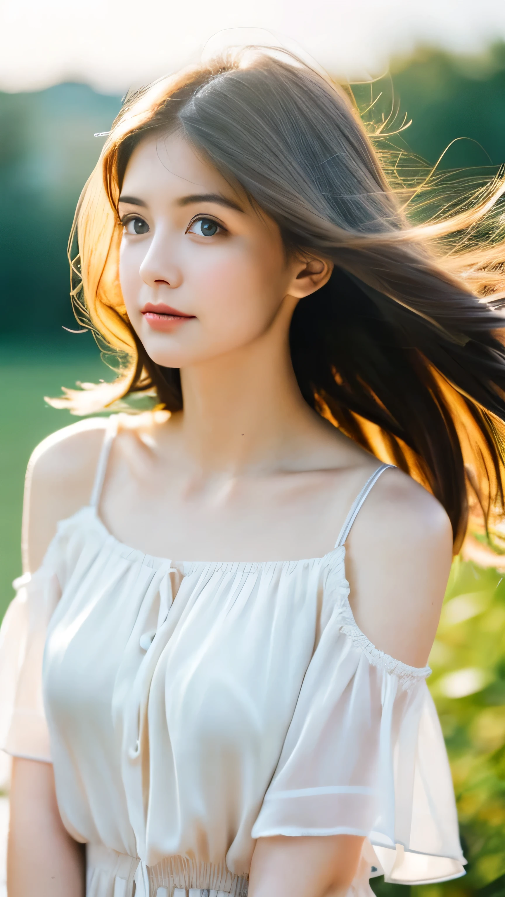 (Random Nationality):1.5, masterpiece, highest quality, 8k, 20th Generation, (Large Breasts:1.2), cute, alone, sad, close, cute, Girlish, Delicate girl, Pure beauty, RAW Photos, Professional photography, Portraiture, Soft Light, Professional Lighting, Backlight, Upper Body, avert your eyes, Sophisticated, Film Grain, (Eyes and facial details:1.0), Beautiful straight hair, Hair swaying in the wind, Silk blouse, Random hairstyle