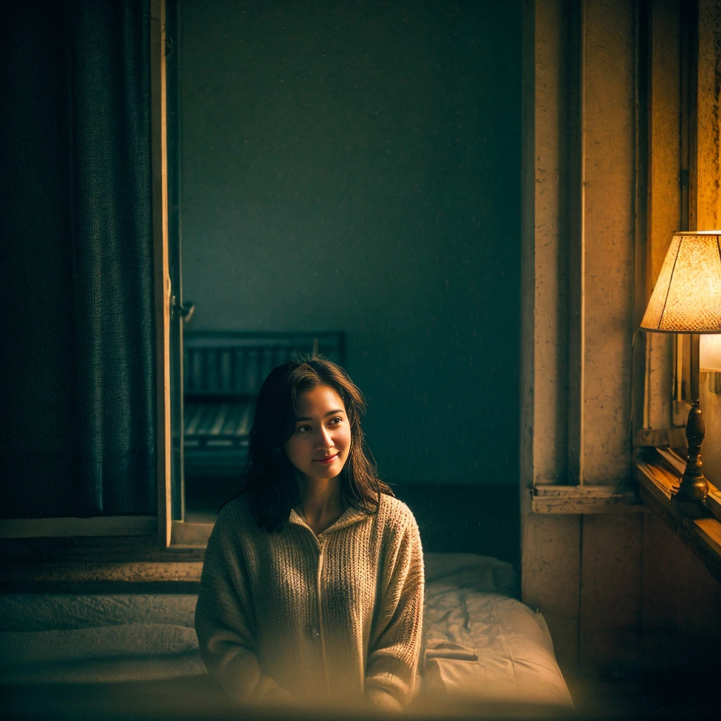 "A lonely woman sits alone in her darkened room, with raindrops tapping on the window. The scene is melancholic, reflecting her deep sense of isolation and introspection. soft, dim lighting casts shadows that accentuate her solitude.
Transition to her out with friends, where she forces a smile amidst a lively setting, yet her eyes reveal a lingering sadness. A kind stranger approaches, offering a genuine smile and a comforting presence, symbolizing a glimmer of hope.
In another scene, she lies in bed, staring at the ceiling, lost in thought and emotion. The room is dimly lit, reflecting her heavy heart and inner turmoil.
Finally, depict her walking through a bustling town during the day, where she starts to notice the smiles and laughter around her. A subtle light begins to shine on her face, symbolizing a fragile spark of hope and a sense of connection. The overall tone of the image transitions from dark and lonely to warm and hopeful, indicating her emotional journey from despair to finding light."。 High resolution, masterpiece, Highest quality, Intricate details, Very detailed, Clear focus, Delicate skin, practical skin texture, texture, Delicate eyes, Professional, 4K, Shot with Canon, 85mm, Shallow and deep, Kodak Vision Color, Exactly, Very detailed, photograph_\(Extremist\), photographpractical, practical, Post-processing, Maximum details, Roughness, Real Life, Extremist practical, Photorealism, photographgraphy, 8K Ultra HD, photographgraphy
