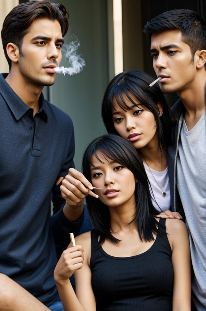 3 person smoking