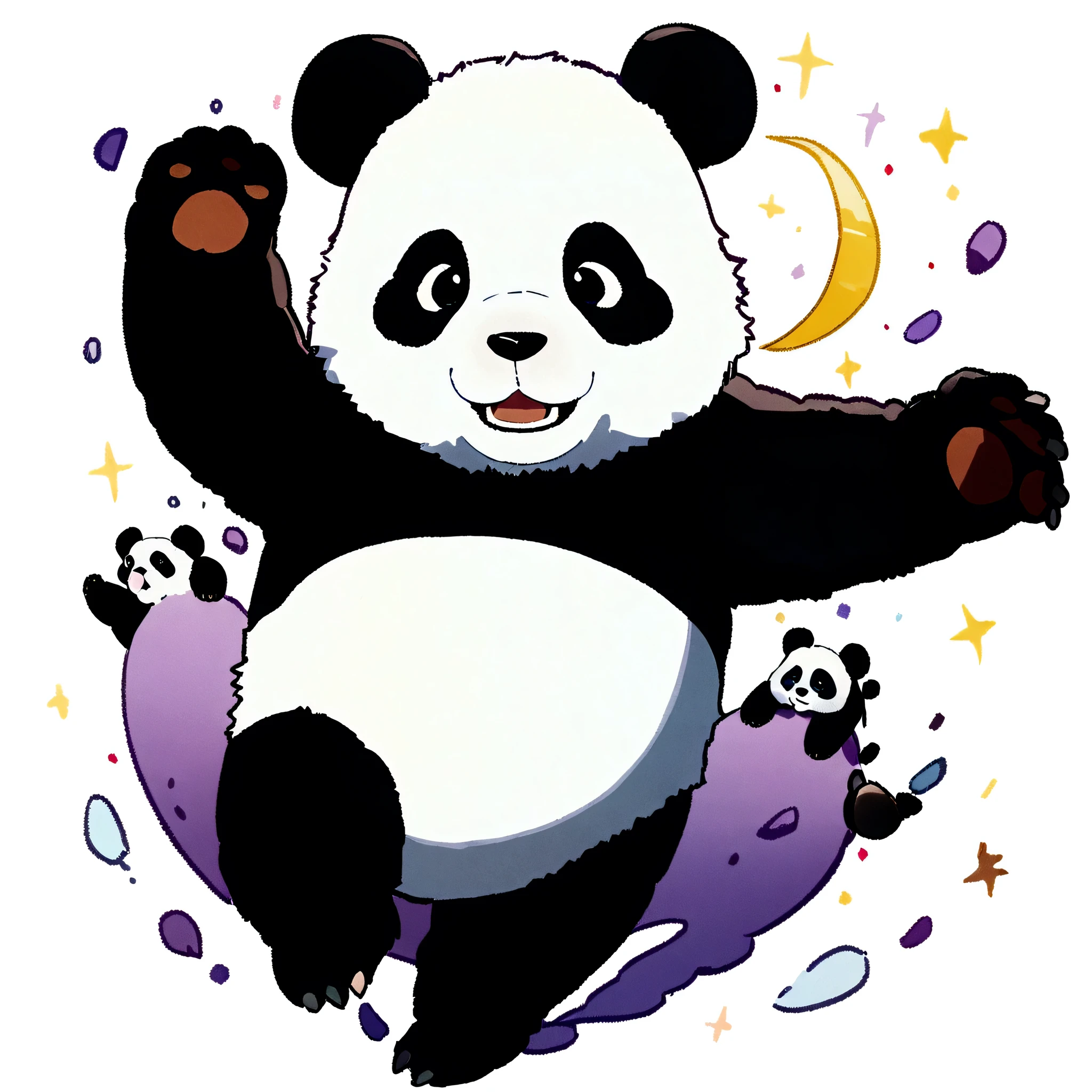 masterpiece, Highest quality, Movie stills, panda ,One animal, Without background,Whole body,panda単体