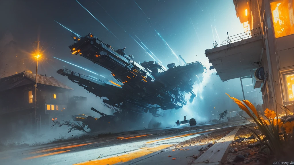 32k, Masterpiece, Highest quality, One girl, Detailed eyes, flower,gladiolus, Light blue and orange style,A dreamy, romantic piece,Pale yellow, Mysterious Leaves,A playful arrangement,Fantasy,High Contrast,Ink strokes,explosion,Exposure, Impression of light blue and orange tones,Abstract,((Watercolours by John Berkey and Jeremy Mann )) Brush strokes,Negative Space, Tyndall effect,