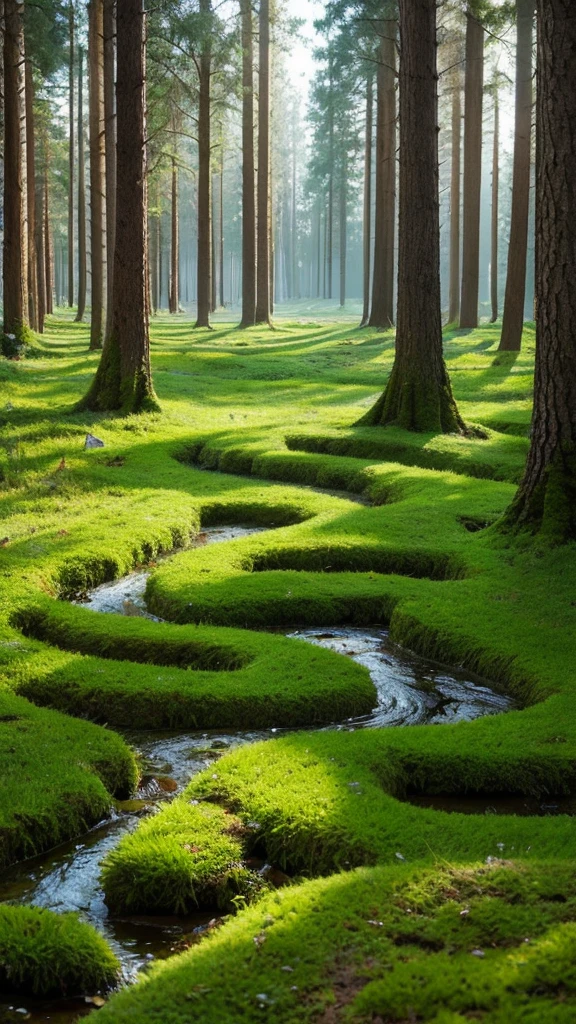 Photo-realistic landscapes,Unknown Labyrinth,forest,moss,32k