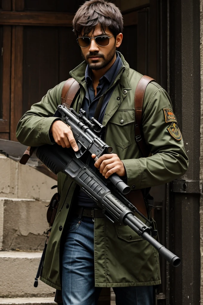 Leon with big gun
