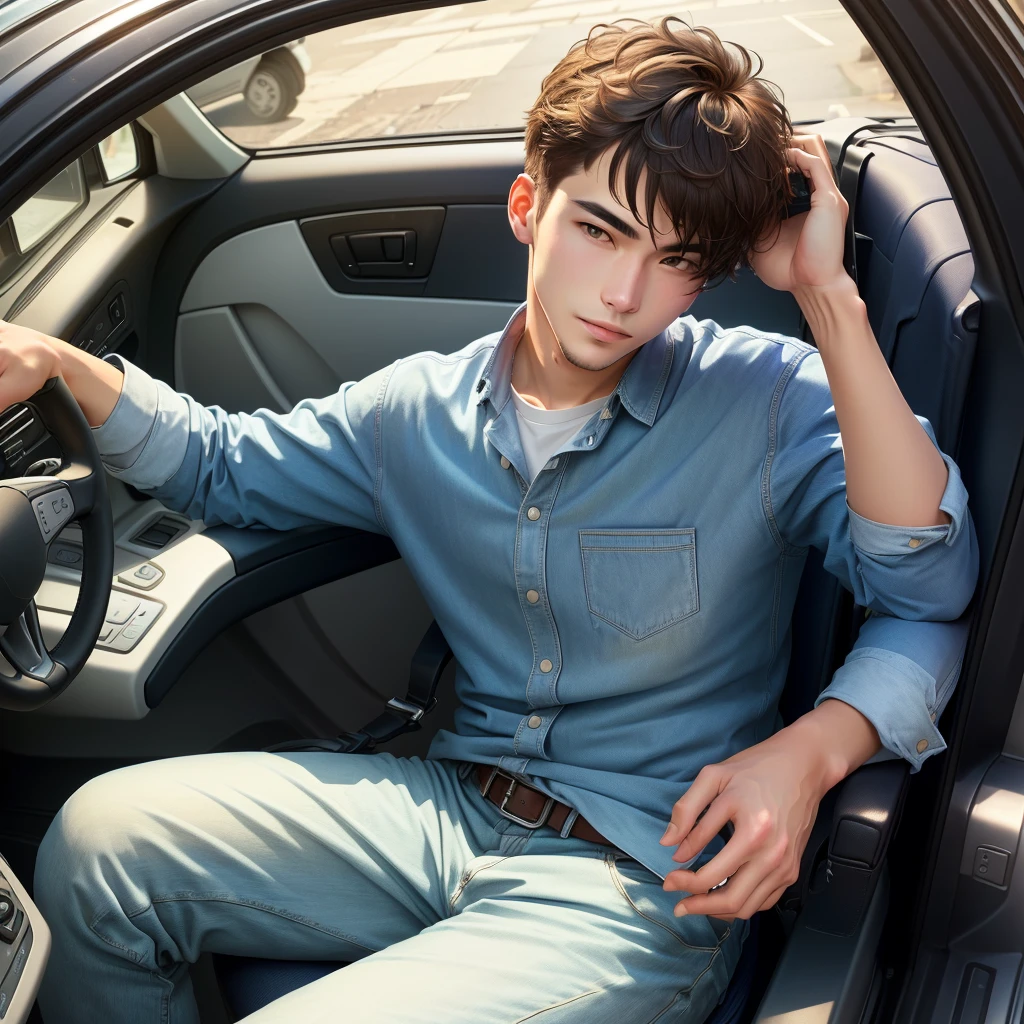 ordinary guy , sitting on the seat