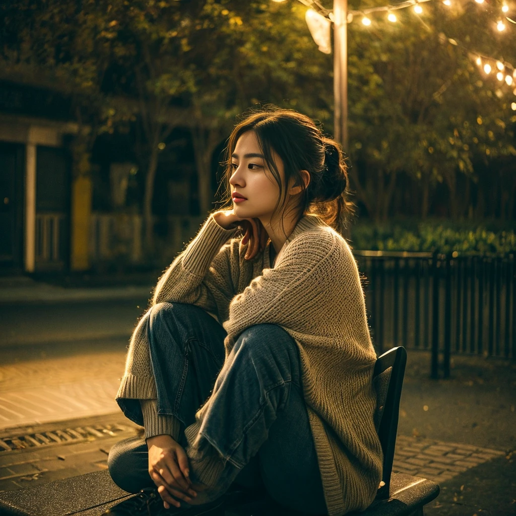 "A young woman sits alone in a dimly lit room, her expression heavy with sorrow and struggle, symbolizing the demon that lies within her heart. The room is sparsely decorated, with shadows emphasizing her isolation. The atmosphere is melancholic, reflecting her inner turmoil and feelings of worthlessness.

Transition to a bustling, crowded street where she encounters a man with warm, gentle eyes. He offers a comforting presence, symbolizing the spark of light his words bring. This scene is brighter, with a subtle contrast to her initial loneliness, highlighting the warmth and hope he brings into her life.

In another scene, depict them together in a more intimate setting, perhaps sitting on a park bench or walking side by side. The man's presence is reassuring, and he holds her close as she faces her fears. This moment captures his kindness and the strength they find together.

Finally, show the woman in his arms, finding solace and strength. The lighting is warmer and more radiant, signifying a brighter future and the light in her heart. The overall tone of the image transitions from dark and somber to hopeful and uplifting, indicating her emotional journey from despair to finding light and worth."

。 High resolution, masterpiece, Highest quality, Intricate details, Very detailed, Clear focus, Delicate skin, practical skin texture, texture, Delicate eyes, Professional, 4K, Shot with Canon, 85mm, Shallow and deep,  Kodak Vision Color, Exactly, Very detailed, photograph_\(Extremist\), photographpractical, practical, Post-processing, Maximum details, Roughness, Real Life, Extremist practical, Photorealism, photographgraphy, 8K Ultra HD, photographgraphy