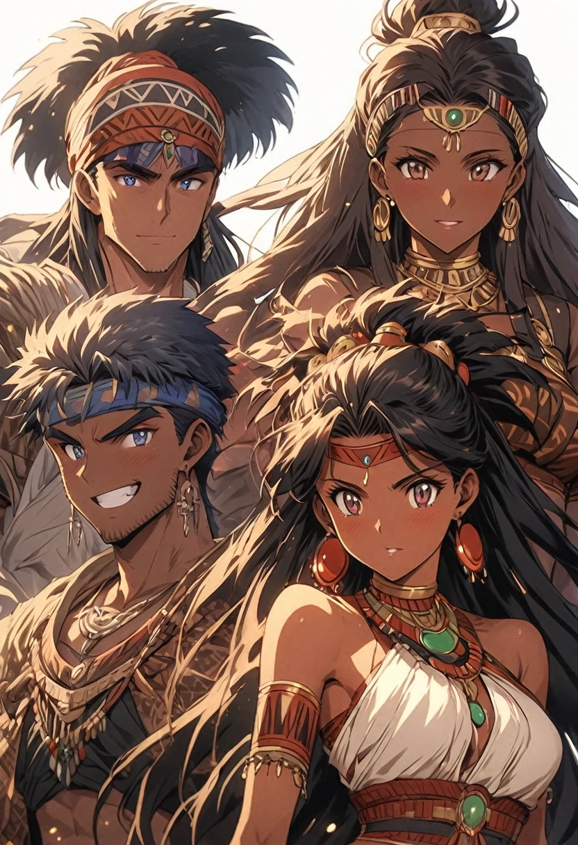 very animate anime looks vivid detailed very crystal clear sharp exotic foreign masterpieces depicting different very beautiful almost modell ike handsome VERY male and VERY female couples of and from Wakanda and Wakandan tribes of Wakanda's ancient past and history in brilliant vivid striking rich intricate elaborate bright details very old ancient african feel kinda animated look a look of old ancient and tribal Wakanda and it's cultures heritages more animated anime