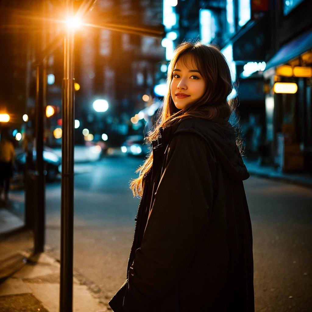 "Depict a young woman with an air of mystery and elegance, standing against a backdrop of a dimly lit, bustling city. Her expression is a mix of confidence and hidden sorrow, representing her life of deceit and trickery. She wears a sophisticated outfit, hinting at her ability to blend into various social settings.
Transition to a scene where she encounters a man with a warm, genuine smile. The city lights around them soften, highlighting the warmth of their interaction. The contrast between her guarded demeanor and his openness should be evident.
In another scene, capture moments of intimacy and connection between the woman and the man. Show them sharing quiet, tender moments, perhaps walking together at sunset or sitting in a cozy café. Her internal conflict and growing feelings of love are subtly reflected in her eyes and body language.
Illustrate a moment of inner turmoil for the woman, where she is alone, struggling with her desire to confess the truth. The setting could be a quiet room with dim lighting, her face reflecting a mix of guilt and longing.
Finally, depict the passage of time, showing the woman observing the man from a distance, now with a sense of acceptance and lingering regret. The background should suggest the changing seasons or years passing, symbolizing the enduring impact of their encounter. The overall tone should transition from dark and somber to bittersweet and reflective, indicating her emotional journey and the lasting scar of unfulfilled love."
。 High resolution, masterpiece, Highest quality, Intricate details, Very detailed, Clear focus, Delicate skin, practical skin texture, texture, Delicate eyes, Professional, 4K, Shot with Canon, 85mm, Shallow and deep, Kodak Vision Color, Exactly, Very detailed, photograph_\(Extremist\), photographpractical, practical, Post-processing, Maximum details, Roughness, Real Life, Extremist practical, Photorealism, photographgraphy, 8K Ultra HD, photographgraphy