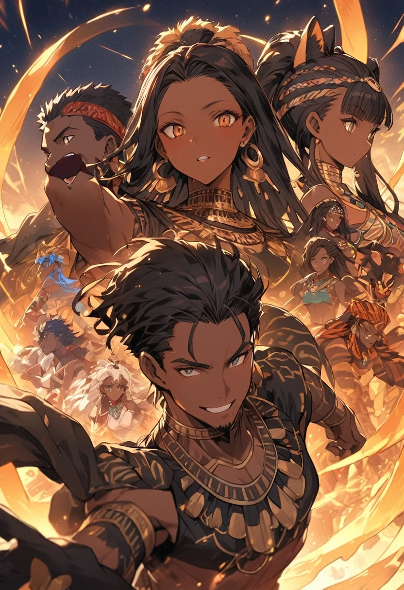 very animate anime looks vivid detailed very crystal clear sharp exotic foreign masterpieces depicting different very beautiful almost modell ike handsome VERY male and VERY female couples of and from Wakanda and Wakandan tribes of Wakanda's ancient past and history in brilliant vivid striking rich intricate elaborate bright details very old ancient african feel kinda animated look a look of old ancient and tribal Wakanda and it's cultures heritages more animated anime