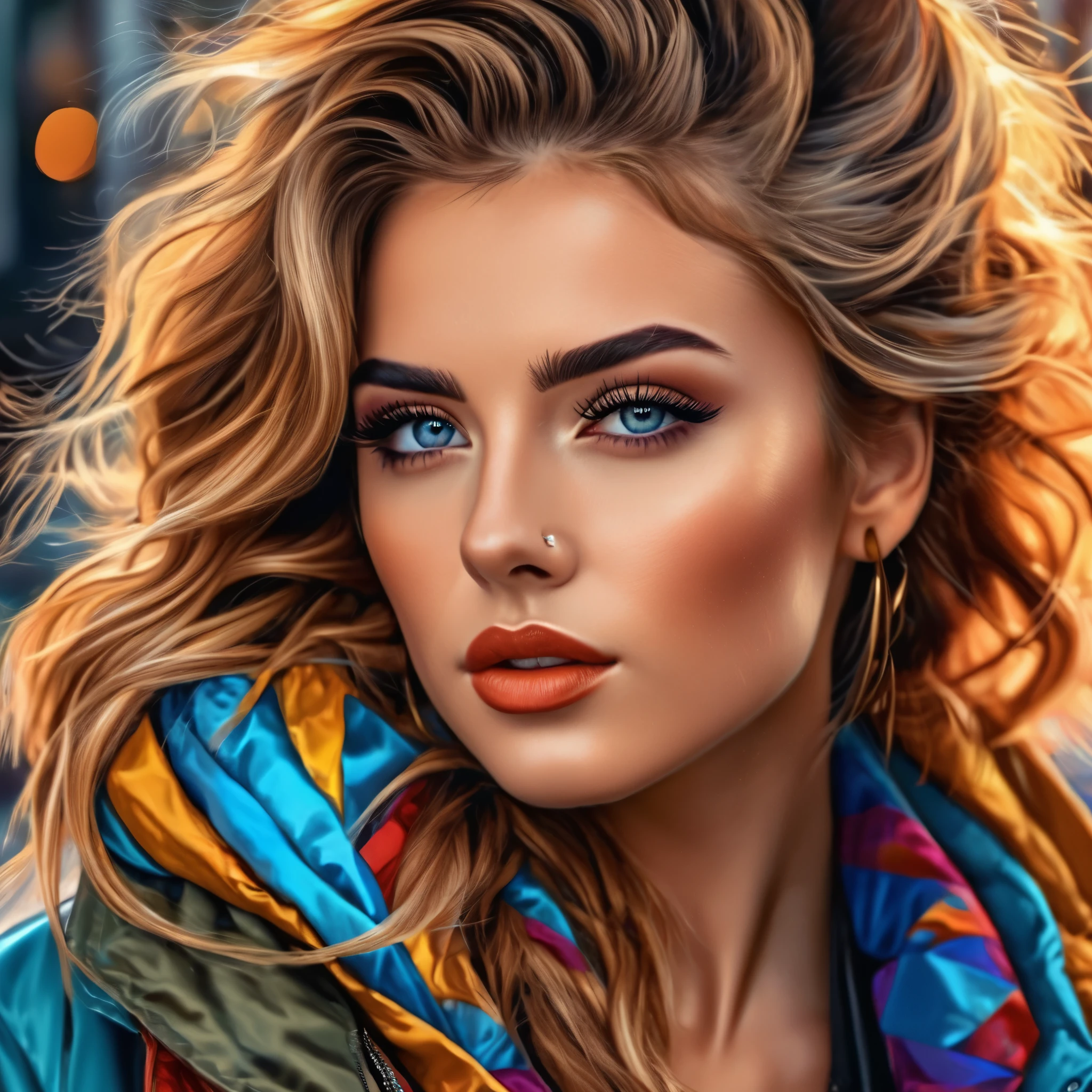(best quality,8k,hyperrealism:1.2),vibrant colors, sharp focus, insanely detailed, studio lighting, ultra-fine painting, hair blowing in the wind, stunningly realistic eyes and lips, perfect facial proportions, meticulous skin texture, long eyelashes, expressive emotions, elaborate background, impeccable clothing and accessories, accurate shadows and highlights, highly realistic lighting and reflections, immaculate attention to detail,2 girls,((2k5)) style, hyper realistic photo, vibrant colors, 16k