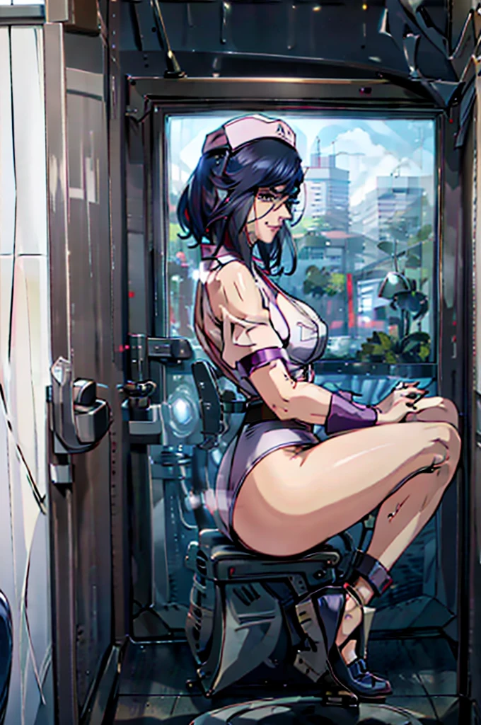 Ghost in the Shell Motoko Kusanagi、fullnude、large chest directed upwards、Colossal tits、Embarrassing and embarrassed、In a cyberpunk cityscape、Ahegao、A large amount of love juice flows out、Squirting、Nipple ring、expose yourself naked on the street、squatting on the street、