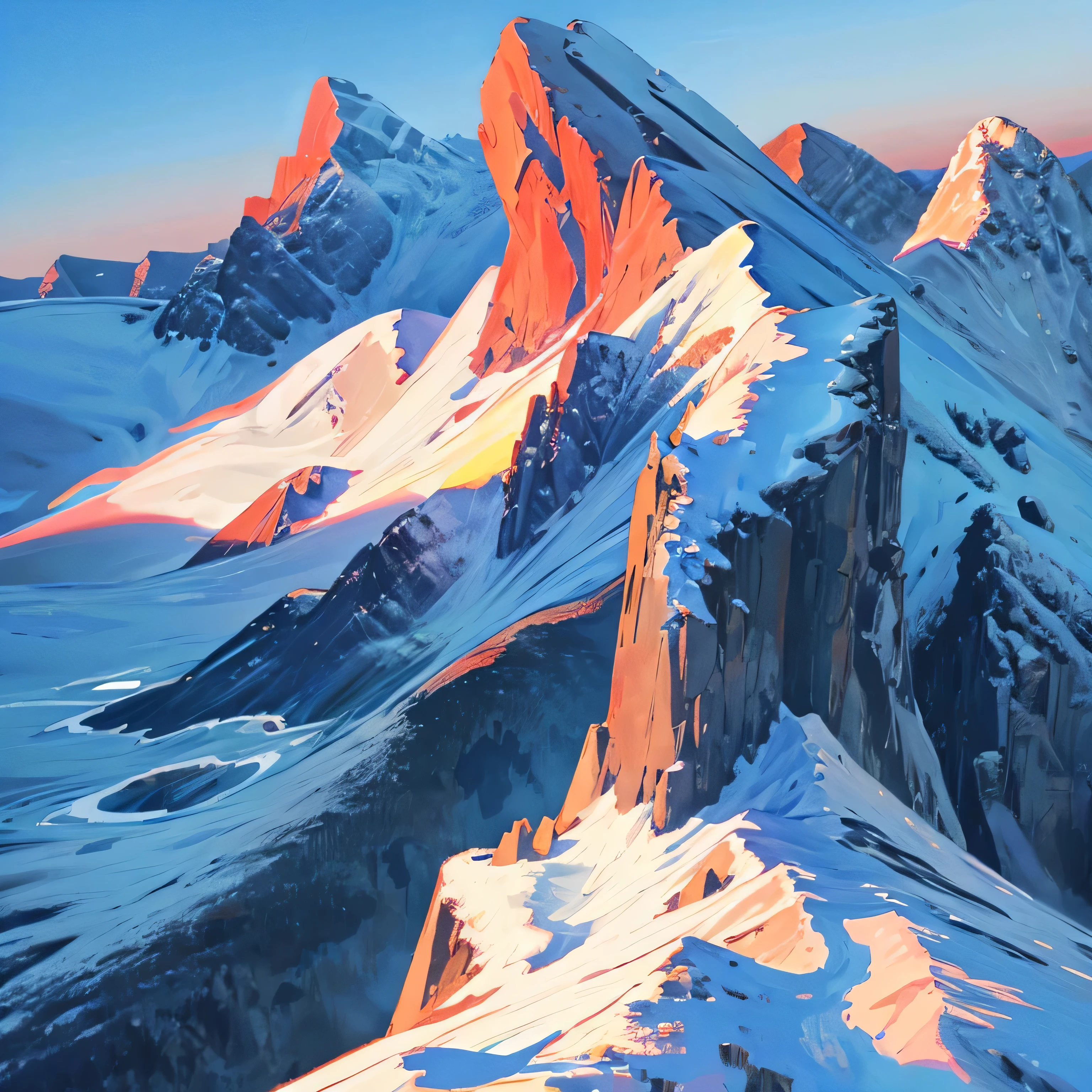 beautiful mountains in anime style.