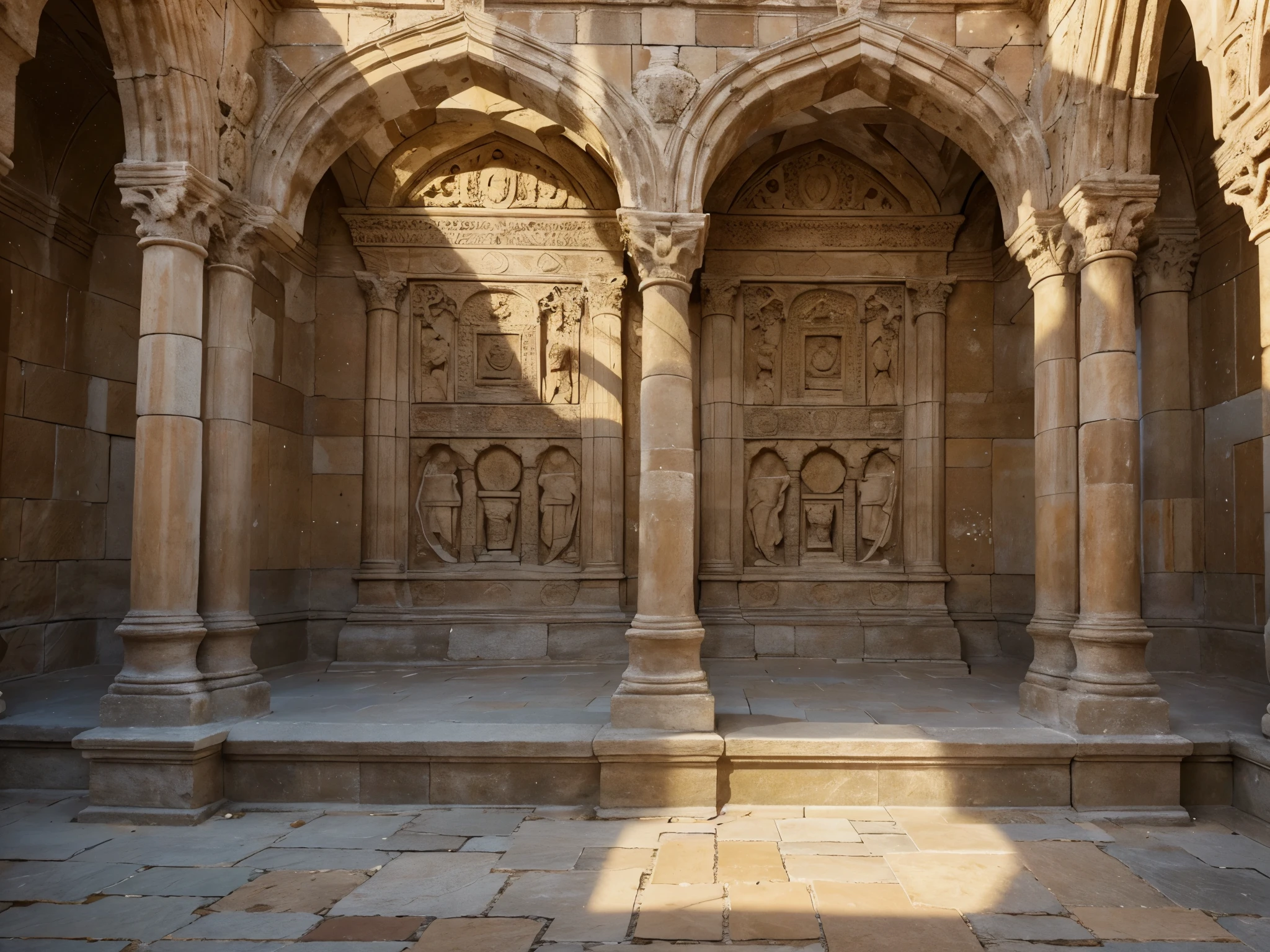 Detailed views reveal the intricate beauty of ancient stone structures, capturing the weathered surfaces of majestic buildings, intricate sculptures, and historical monuments. This stunning photograph showcases the intricate carvings and ornate details of each surface, with richly textured stone that gleams under the golden sunlight. Every crack and crevice tells a story of centuries past, inviting viewers to immerse themselves in the richness of history and architecture. The high definition quality of the image allows even the smallest details to come to life, making it a truly captivating and immersive visual experience.