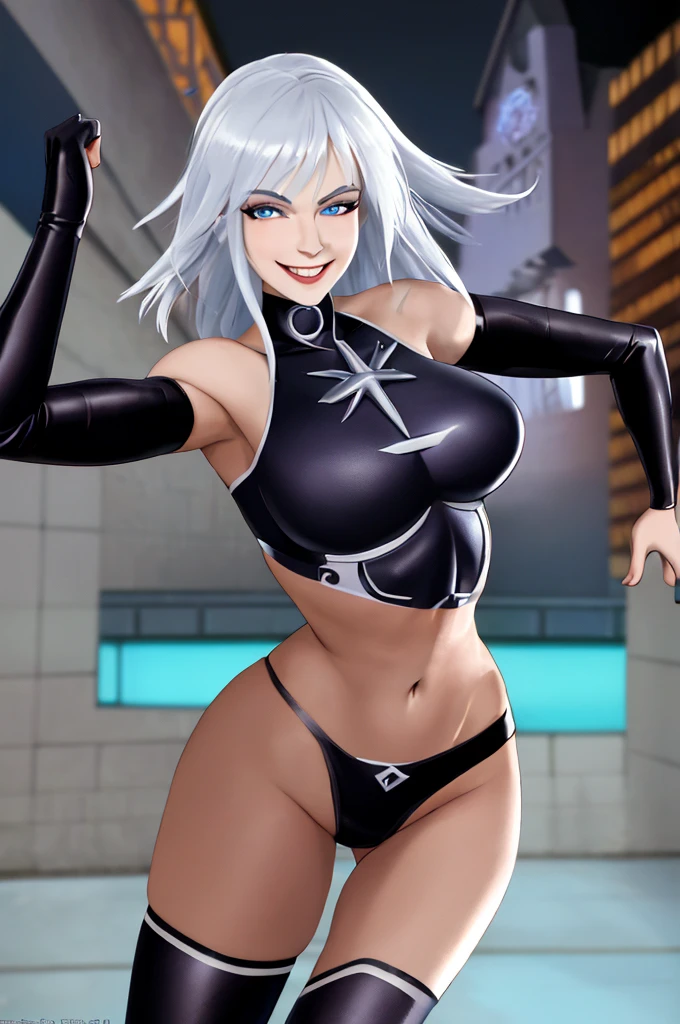 ((masterpiece,best quality)), absurdres, Killer_Frost_Assault_on_Arkham, solo, smiling, smug, looking at viewer, cowboy shot, cinematic composition, dynamic pose