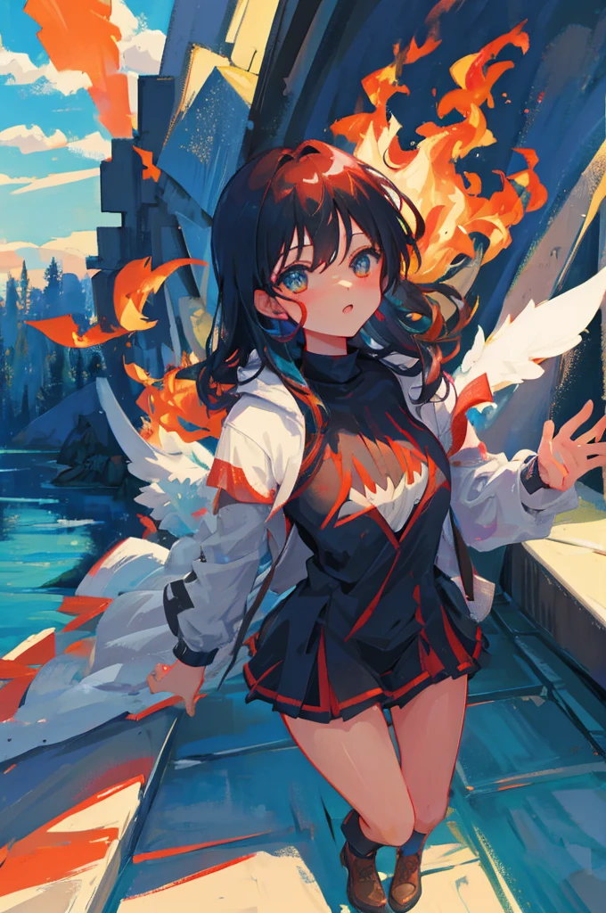 dark angel, fire, smoke