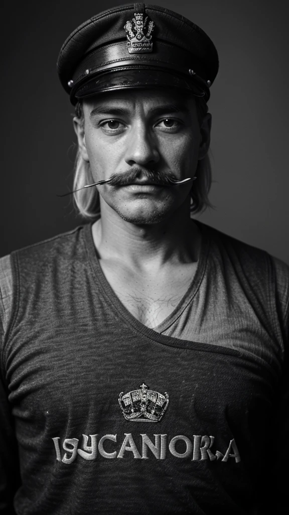 King of the Swedish Great Power Bjorn Sanduld Oscar in a cap and with a mustache painting 1930 black and white picture