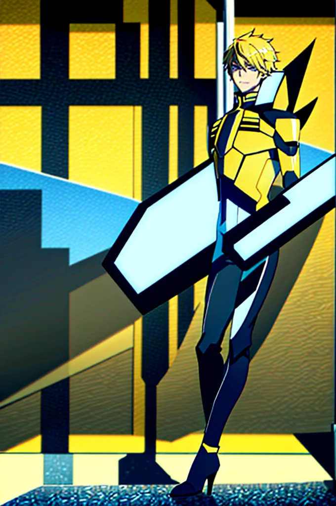 Transformers, Bumblebee, Bumblebee in human Form, blonde boy, handsome, outfit black and yellow, blue eyes, handsome guy, Bumblebee in human form, perfect high quality