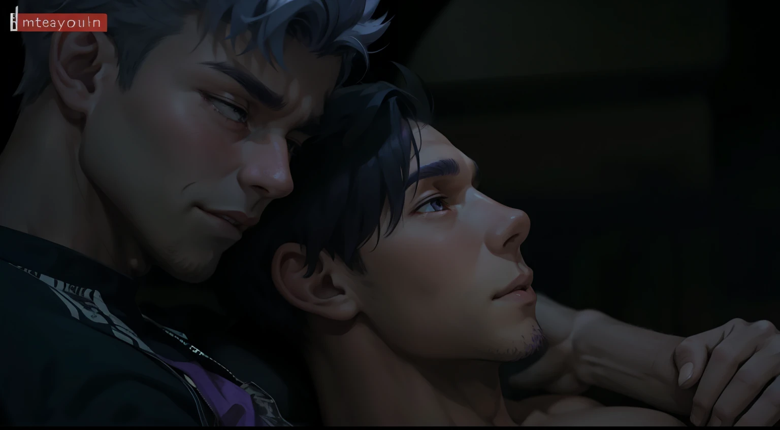 two 17 year old boys gray hair and purple hair are cute