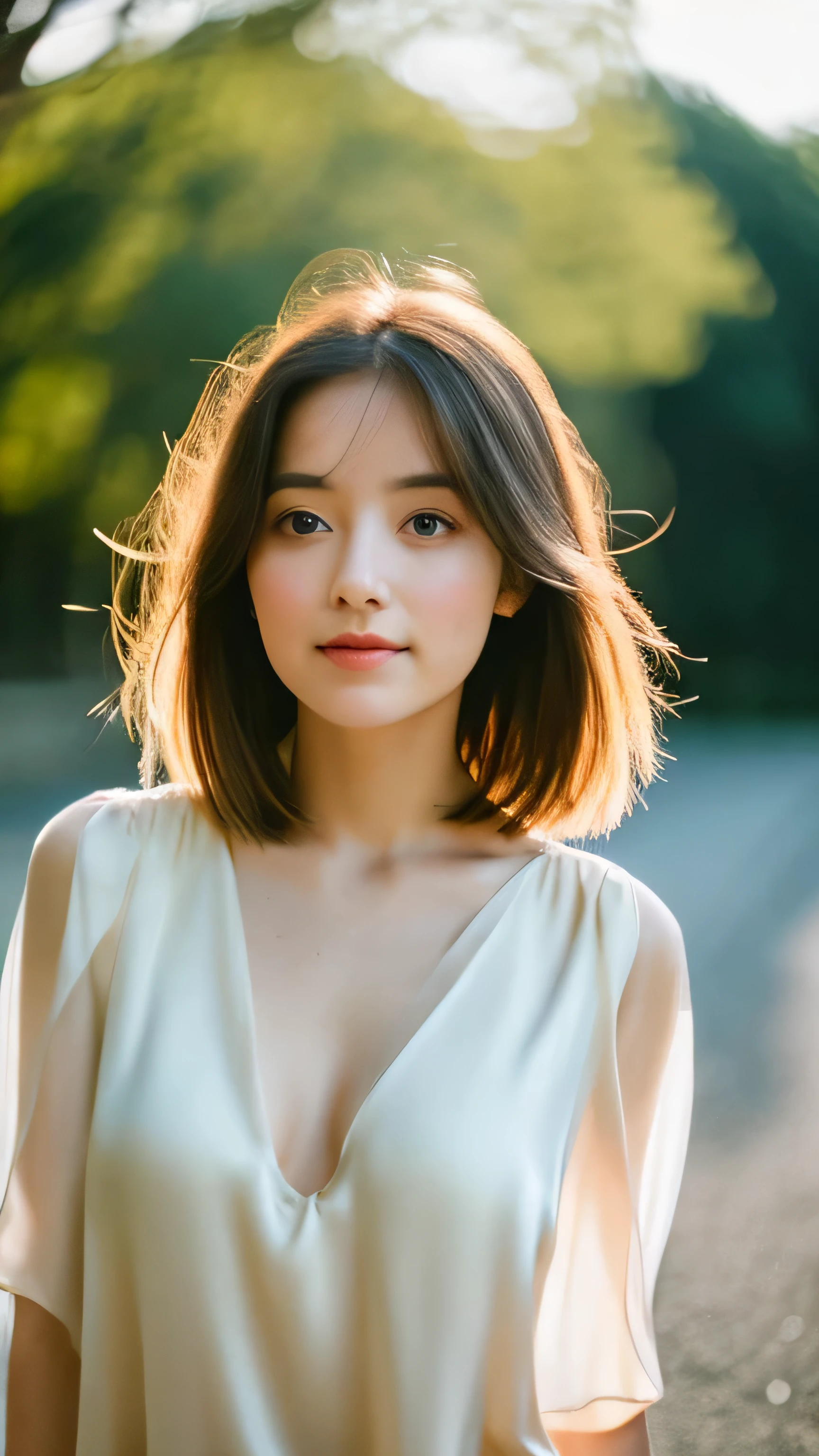 (Random Nationality):1.5, masterpiece, highest quality, 8k, 20th Generation, (Large Breasts:1.2), cute, alone, sad, close, cute, Girlish, Delicate girl, Pure beauty, RAW Photos, Professional photography, Portraiture, Soft Light, Professional Lighting, Backlight, Upper Body, avert your eyes, Sophisticated, Film Grain, (Eyes and facial details:1.0), Beautiful straight hair, Hair swaying in the wind, Silk blouse, Random hairstyle