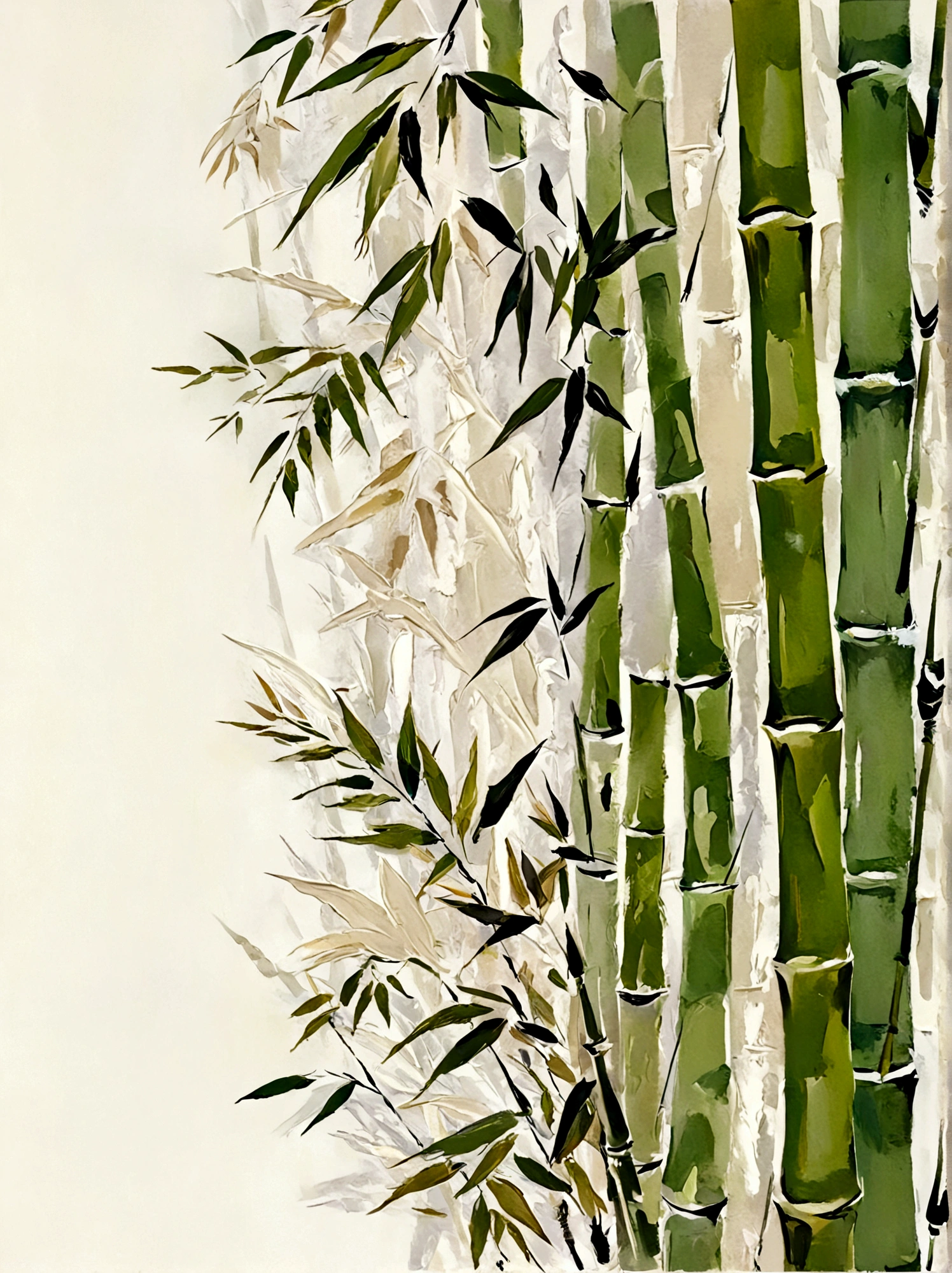 Bamboo reports safety,bamboo,Bamboo Leaves,vanilla,bright,White background,vanilla,cream,Abstract Art,emotion,emotion,Thick textured paint,