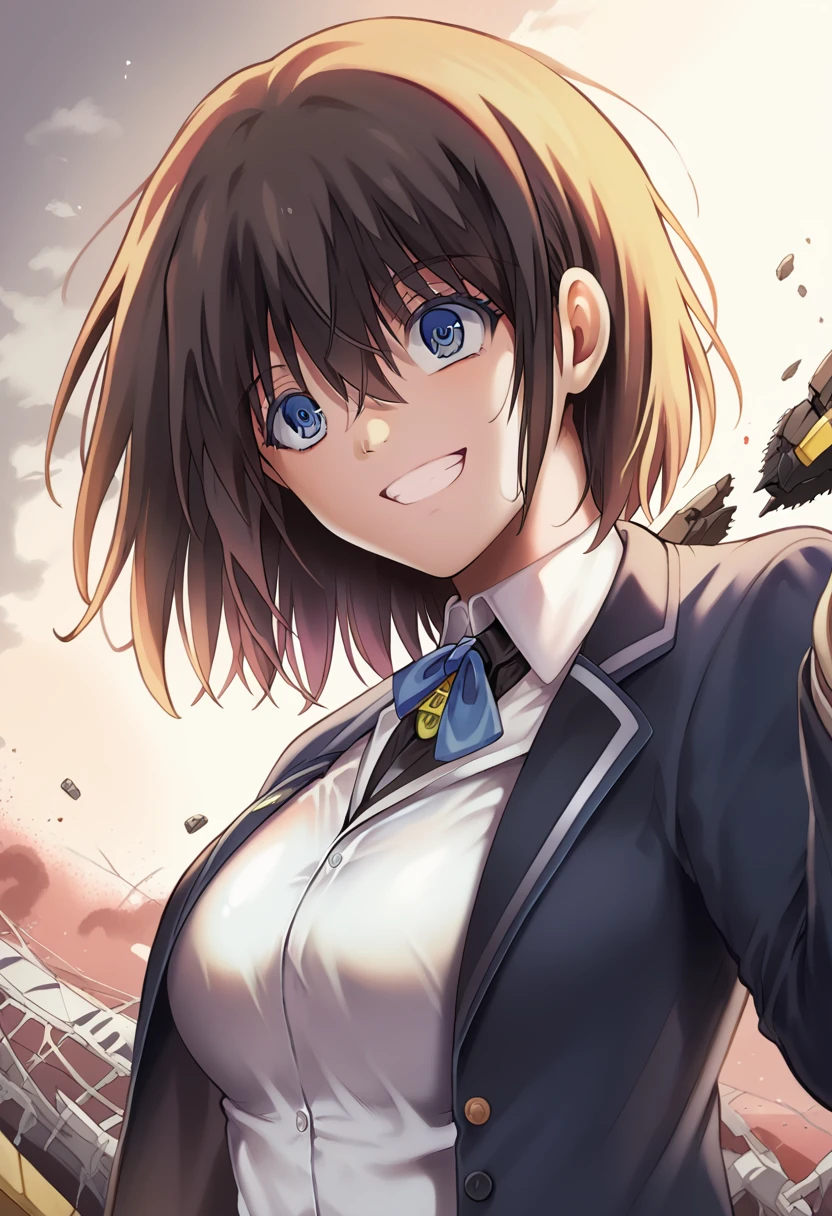 ,One girl,smile, View your viewers,  masterpiece,Highest quality,
Higuchi Kaede, blazer,(cyclone \(for once\))