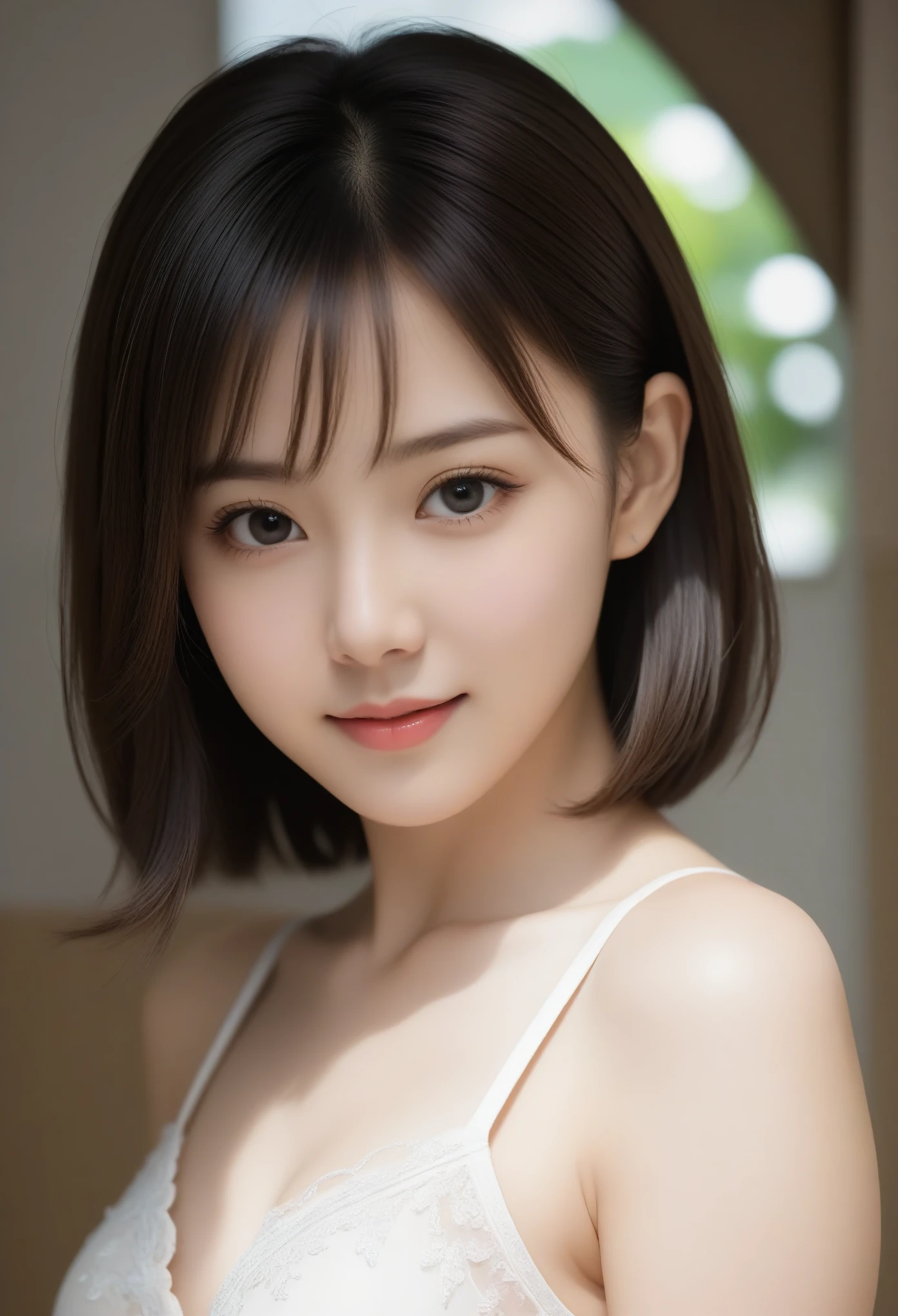 8K, Ultra-high resolution, Highest quality, masterpiece, 三分割法によるphotograph,Surreal, photograph, 1 girl, (16 years old:1.3), pretty girl, Cute face, Beautiful eyes in every detail, 細かくdetailedに,masterpiece,, One Girl:1.2, Japan Female Announcer,whole body,Young Wife,Rhythmic gymnast,leotard,Random pose,sexly,Bold Pose,A carefree smile,Healing the heart,short hair,Looking at the audience、beauty,Long neck、Laugh a little、Please close your mouth and laugh、(((Ideal body type))),A-cup small breasts :2,、Portraiture:2、Perfect Anatomy、鮮明なdetailed、detailed、Surreal、Light and shadow,Strong light