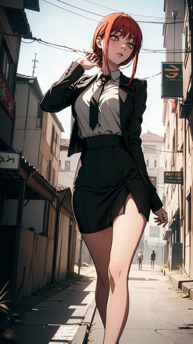 The character Makima from the anime series Chainsaw Man, fragile, full length (Full body 1.1.), dark background, darkness, Correct anatomy 1.1, correct hand anatomyVery sexy, erotica, very feminine, beautiful figure, legs, buttocks, Beautiful body, red hair, orange eyes, Red circles for schoolchildren, summer dress, sexy pose, realistic, very detailed, Beautiful body, detailed body, detailed hands, detailed, Vibrating, detailed Face, Makima character design. very detailed, detailed body, detailed hands, detailed Face, anime art, Hugh Details, Very downcast face, detailed eyes, Super thin illustration, best shadow, Fine detail, beautiful detailed glow, beautiful detailed, Extraordinarily beautiful, extremely detailed, inexpressive, epic composition, Anime style. anime art anime art, Anime style,