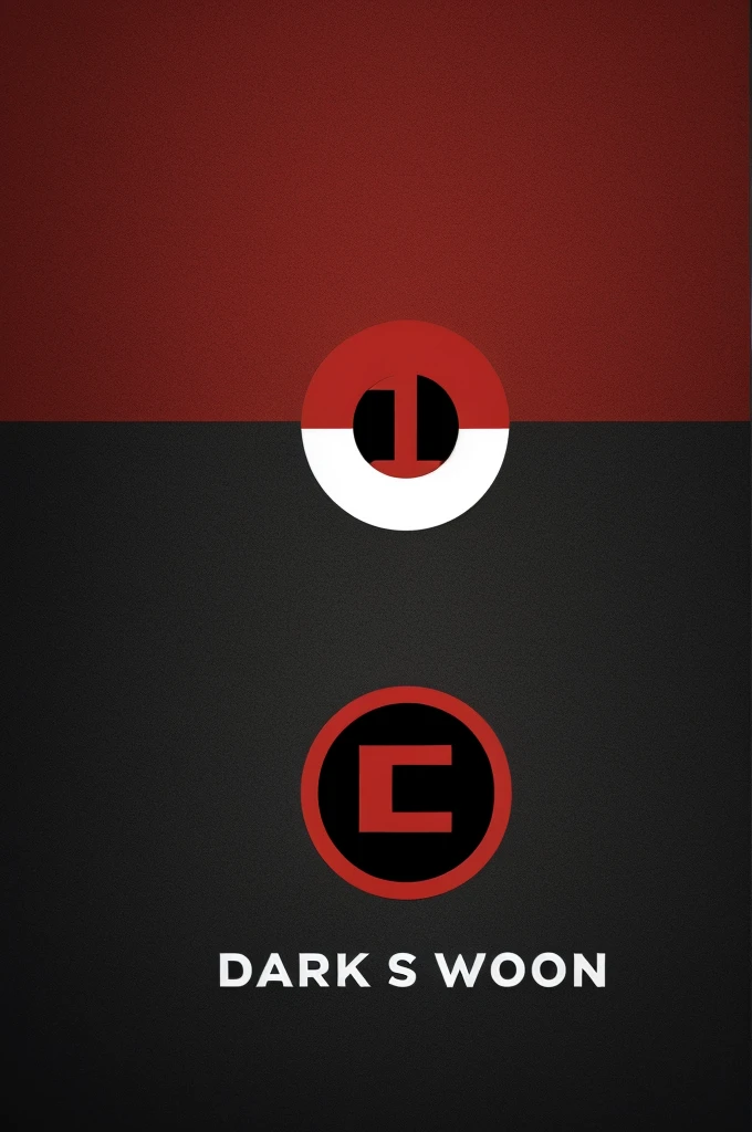 Create a logo that has a dark red and black control and a black and red white background 