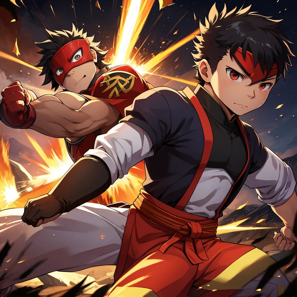 In a world where martial arts determine the fate of nations, young warriors train endlessly to become the best. Takeshi, a martial arts prodigy, was raised in a small village where his father, a legendary fighter, trained him since he was little. although, when his father was defeated by a mysterious masked warrior, Takeshi swore revenge and set out on a journey to improve his skills. At the annual martial arts tournament, he faced powerful opponents, each with unique techniques. In the midst of intense battles, Takeshi made allies and discovered dark secrets about the organization that controlled the tournament. No final combat, he came across the masked warrior, your sworn enemy. The fight was epic, an explosion of fast movements and devastating blows. Takeshi remembered his father's teachings and, with a secret technique, finally defeated the masked man, revealing that he was part of a conspiracy to dominate the martial arts world. Takeshi's victory didn't just avenge his father, but he also brought peace to his village and restored his family's honor.
