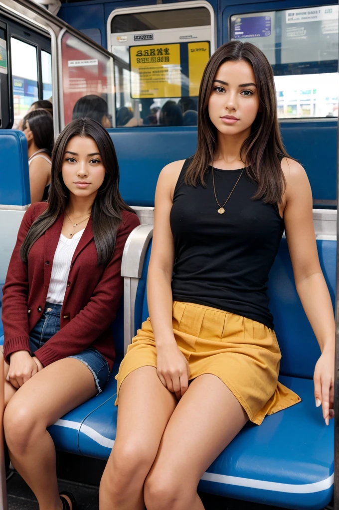 Local train full of girls realistic image