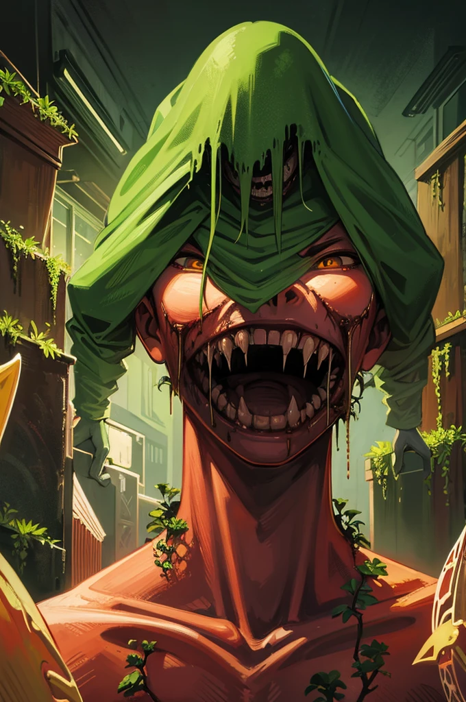 Giant zombie facing a carnivorous plant