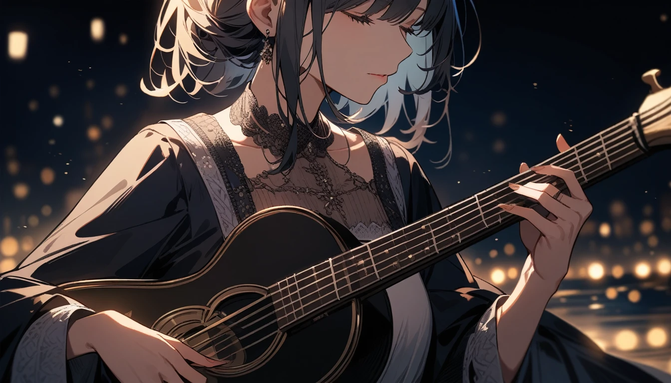 Super detailed,details,girl,quiet night,music