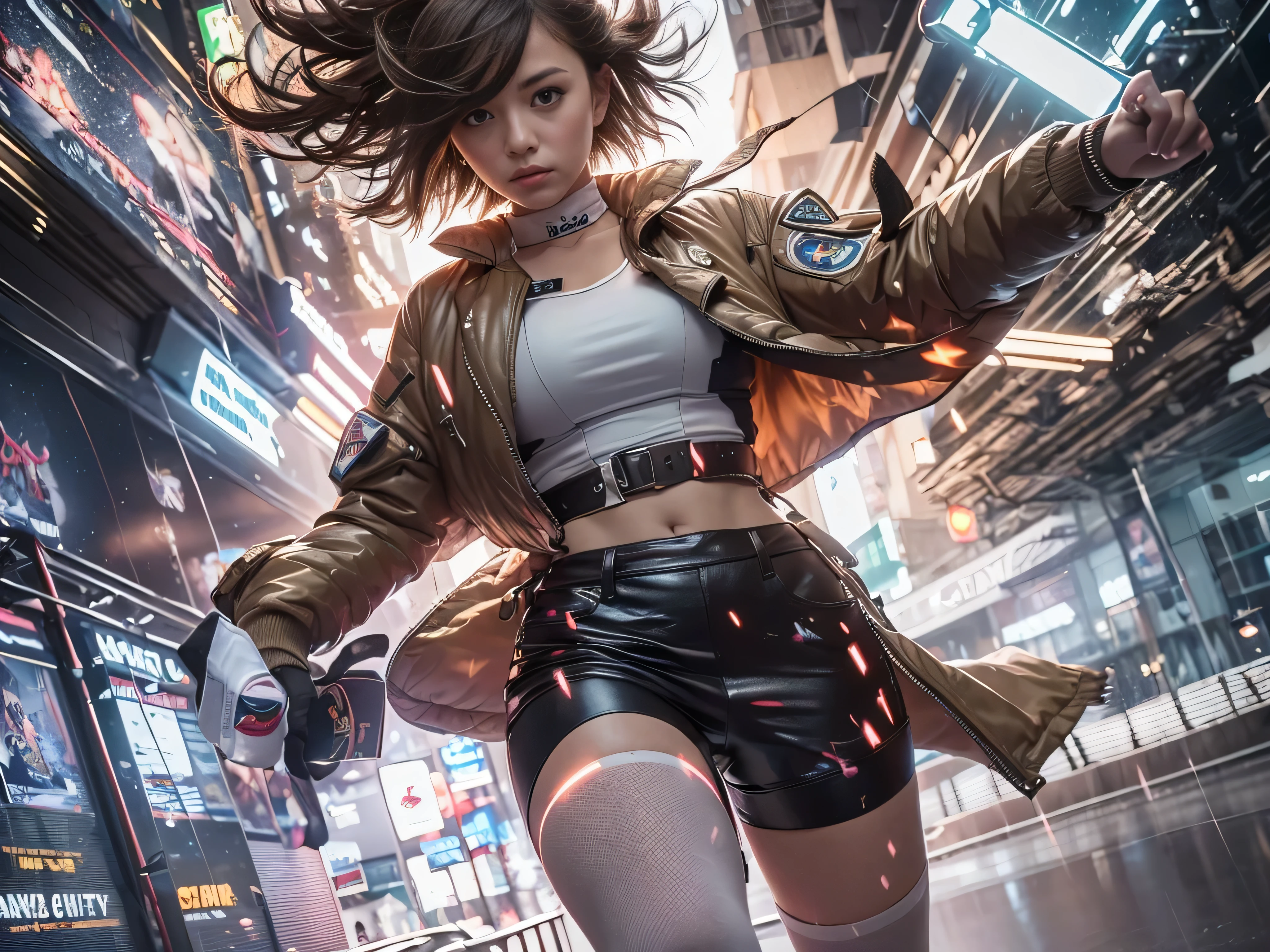 (Raw quality:1.4), Best image quality, Cinema Lighting, Octane Rendering, Ultra Sharp, 1 girl, Japanese, Troubled face, Glowing Skin, Detained fugitives, (Running at full speed:1.4), Brown Hair, Shortcuts, All-white pilot suit:1.3, Cleavage, cyber punk, A night sky filled with countless twinkling stars, Shining Milky Way, heavy rain:1.3, What&#39;s left behind, Laser beam attack, Big Explosion:1.3, Pillar of Fire:1.2, City in flames, flood, Wet Hair:1.5, Wet Skin:1.5, puddle, Fine Eyes, Fine skin, Camel Toe, Intensely detailed image quality, 8mm fisheye lens, Angle looking up from below:1.2, (Full-body photo), Soaking wet, The shutter speed is fast,
