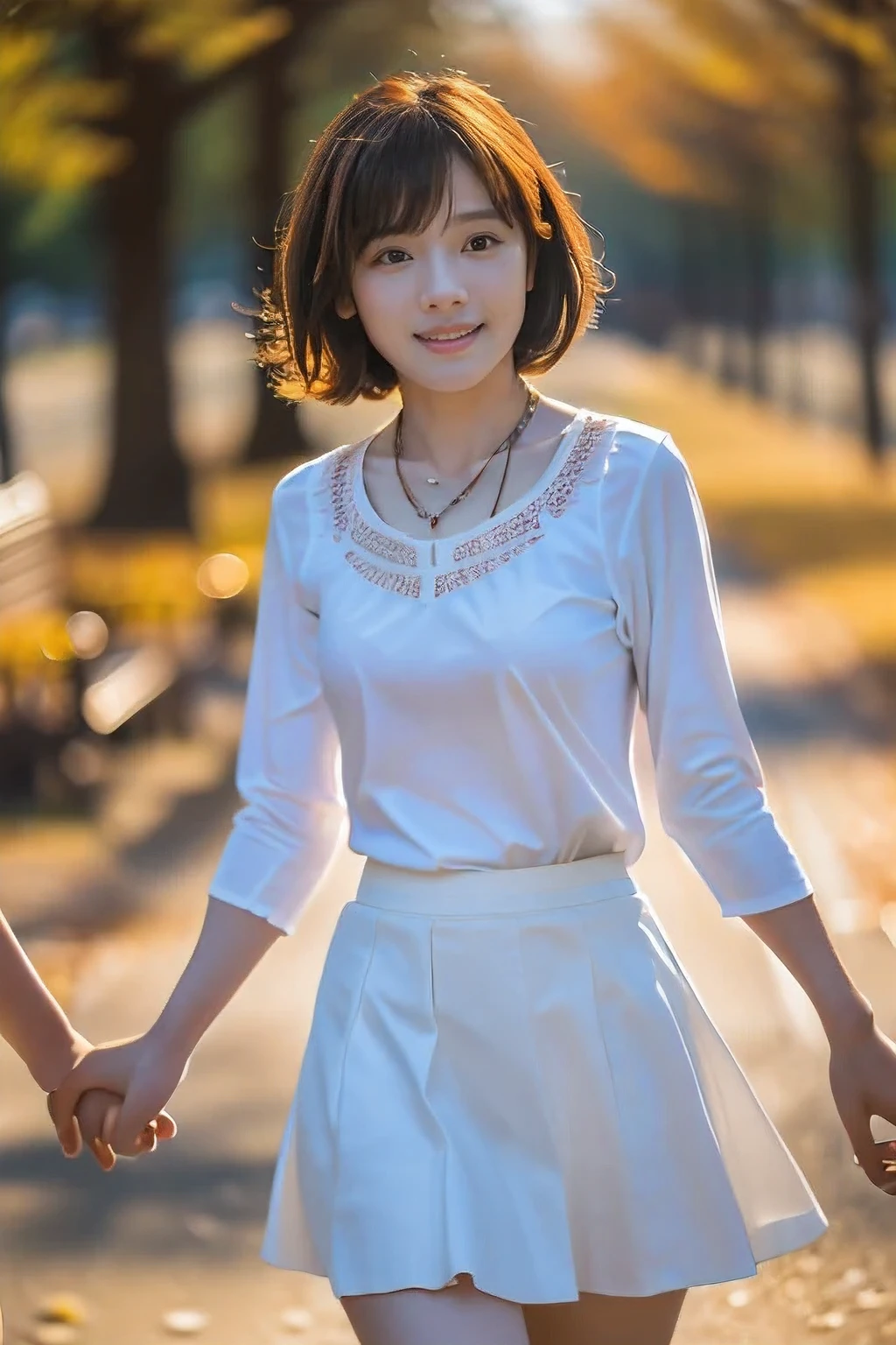 (A 4 year old girl and an 18 year old girl:1.5)、(Walking hand in hand in the park:1.5)、(A gentle smile facing the child:1.5)、(18 year old woman with children:1.5)、(The best quality at its best:1.4), (Super detailed), (Very detailed CG unified 16k), Beautiful woman with perfect figure: 1.4, Sharp focus: 1.2, Very detailed, High-quality RAW color photos, Professional photography, Great face and eyes, cosmetics, (Amazingly beautiful girl), ((White blouse with long flare skirt:1.5)), Realistic movie faces, Full body long view from head to toe, Realistic, ((Realistic natural orange red hairstyle)), ( Short Bob Hair:1.5), (necklace:1.5)、, Very beautiful face, Perfect model beauty, Mouth swelling, Highly detailed face and skin texture, Fine grain, double eyelid, Medium chest, (masterpiece), Highest quality, High resolution, Very detailed, Blurred Background, Depth of written boundary, Cinema Lighting, Great legs, , Clear, well-maintained skin,((Full body shot from head to toe:1.5))