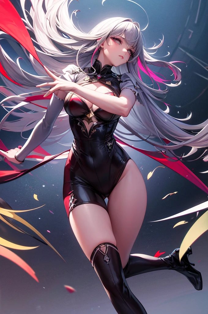 masterpiece, Highest quality, Dynamic pose, Dynamic Angle, Remains, Dynamic Background, Multicolored background, One girl, Are standing,