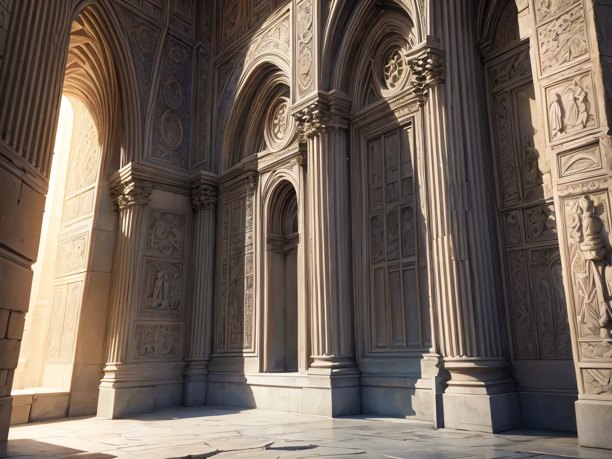 Detailed views reveal the intricate beauty of ancient stone structures, capturing the weathered surfaces of majestic buildings, intricate sculptures, and historical monuments. This stunning photograph showcases the intricate carvings and ornate details of each surface, with richly textured stone that gleams under the golden sunlight. Every crack and crevice tells a story of centuries past, inviting viewers to immerse themselves in the richness of history and architecture. The high definition quality of the image allows even the smallest details to come to life, making it a truly captivating and immersive visual experience.