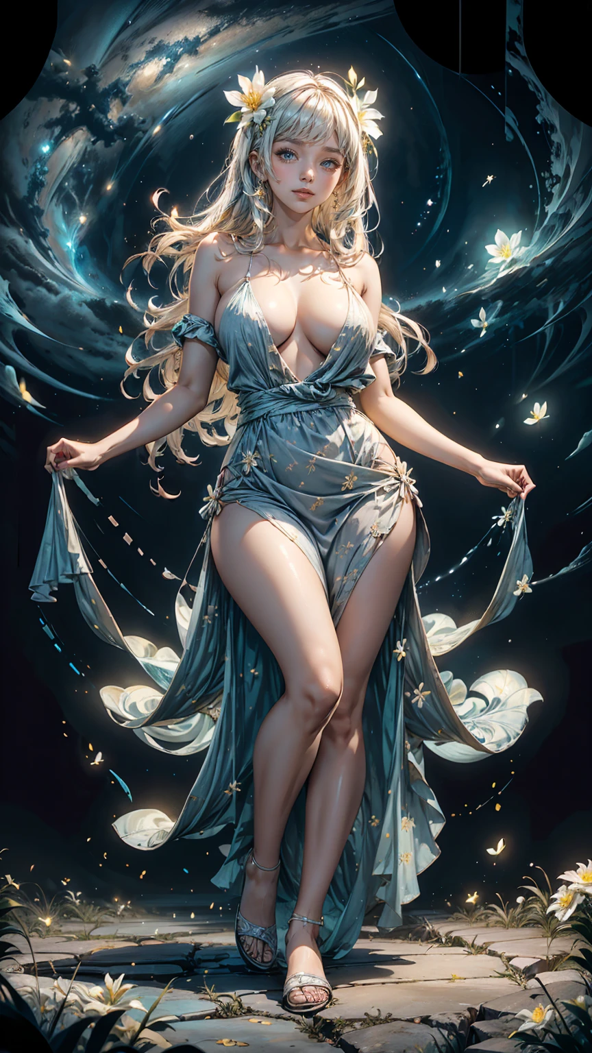 a woman standing on top of a santorini white building, in a short dress posing for a picture, smiley face smile on face, huge , hot body curves, beautiful flowers around her, buxom, indian super model, photo of slim girl, photo of slim girl, 2 4 year  model, 1 8, beautiful woman body, beautiful sexy woman photo,ovocative indian, sundress, cute sundress, swirly flower dress, flower dress, beautiful female, attractive feminine curves, flowery dress, full entire body fun pose, wearing sundress, wide full body, wearing a sundress santorini, trending on bbwchan, buxom, in sorini island, trending on patreon, the wind moves her shirt, santorini, unimaginably huge, greek fantasy, panoramic view of girl
