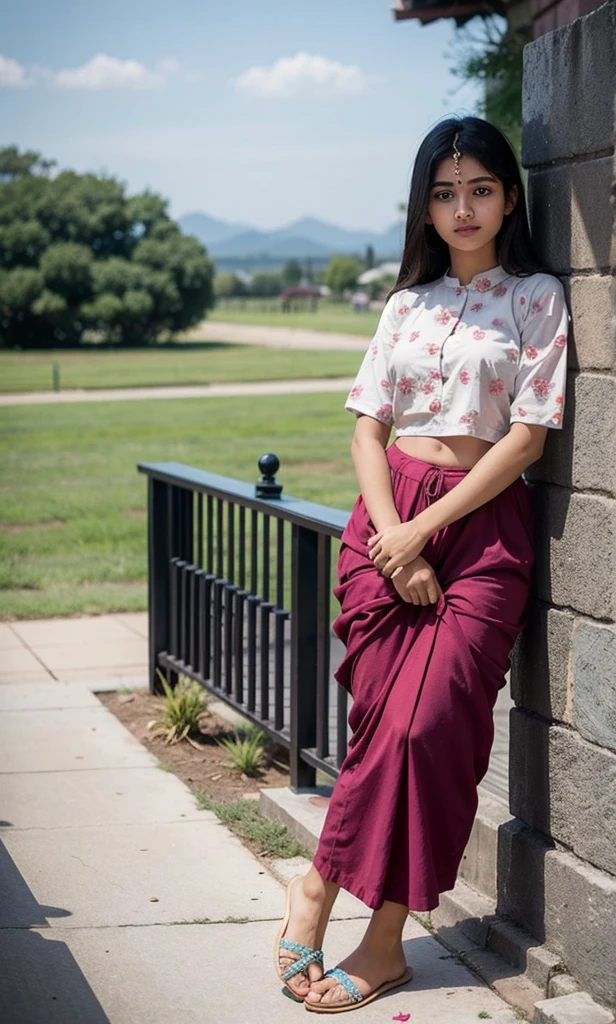 cute, ultra realistic, indian girl, 19 years old, bhasma ornamental and A drop of sandalwood, in a cute out fit
