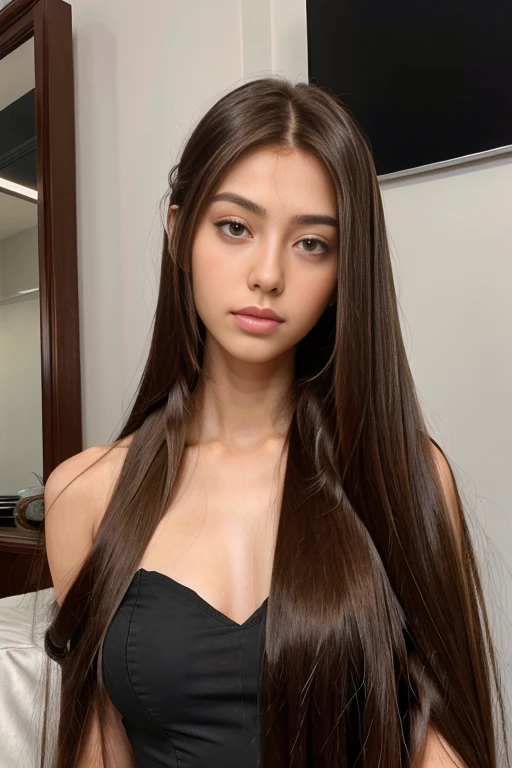 super long hairs, very long hairs, highly detailed hairs, absurdly long hairs, voluminous long hairs, straight posture, (((girl holding her hairs and tieing them)))