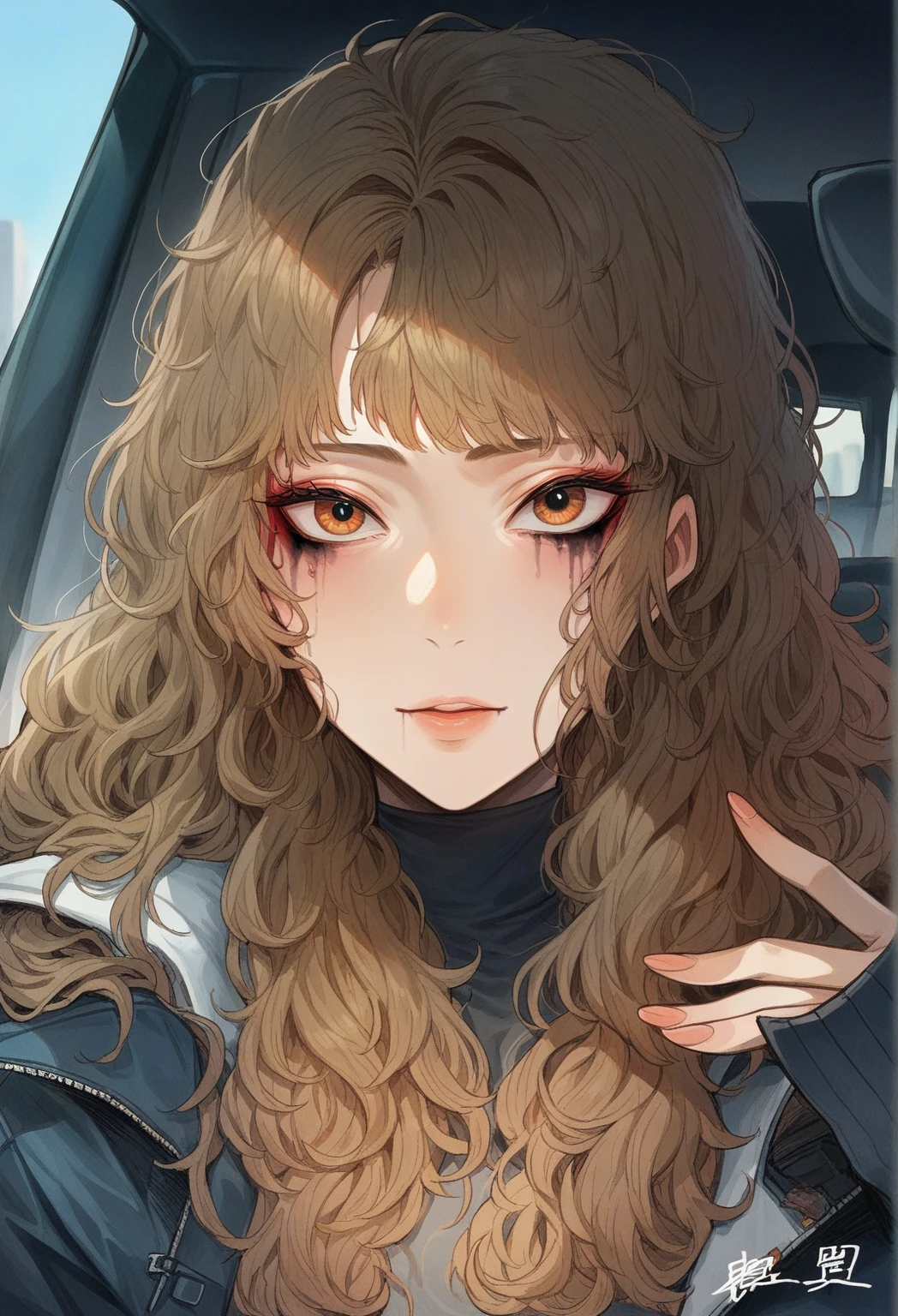 arafed woman with long brown hair sitting in a car, lalisa manobal, ulzzang, curly bangs, lalisa manoban of blackpink, sakimichan, with bangs, curly bangs and ponytail, fluffy bangs, popular south korean makeup, popular korean makeup, korean girl, beautiful south korean woman, neat hair with bangs