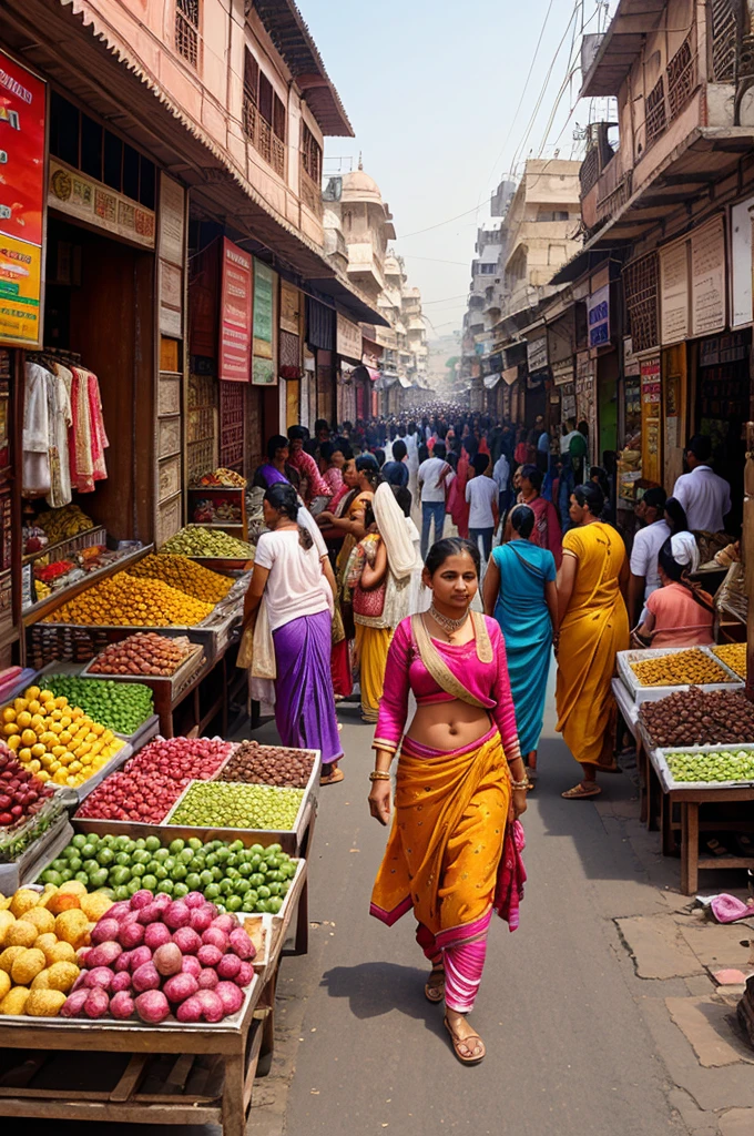 **Busy market street in Jaipur** - A vibrant, crowded street with shops and vendors.