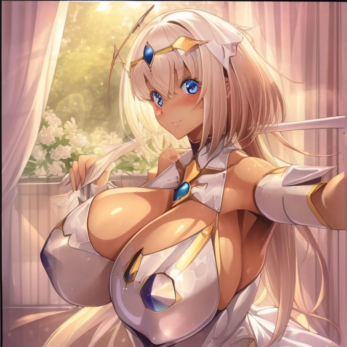 tmasterpiece, 1个Giant Breast Girl, A mature woman, Best quality,, (Huge cleavage:1.2), largeeyes, curves, Caustics, (rays of sunshine:0.8), Lucoya,motherly,intuition,Attractions,masturbated