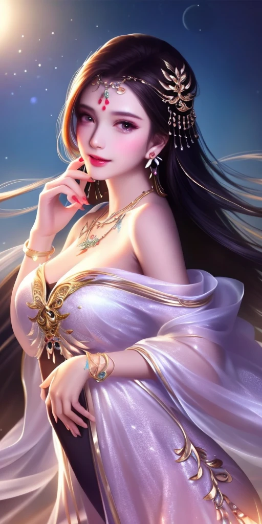 best quality, masterpiece, highres, 1girl, transparent silk china dress, beautiful face, hair ornament, looking at viewer, smile, closed mouth,lips, dress,hair ornament, necklace, jewelry, long hair, earrings, Beautiful face,upon_body, pregnant, tyndall effect,photorealistic, dark studio, rim lighting, two tone lighting,(high detailed skin:1.2), 8k uhd, dslr, soft lighting, high quality, volumetric lighting, candid, Photograph, high resolution, 4k, 8k, Bokeh  