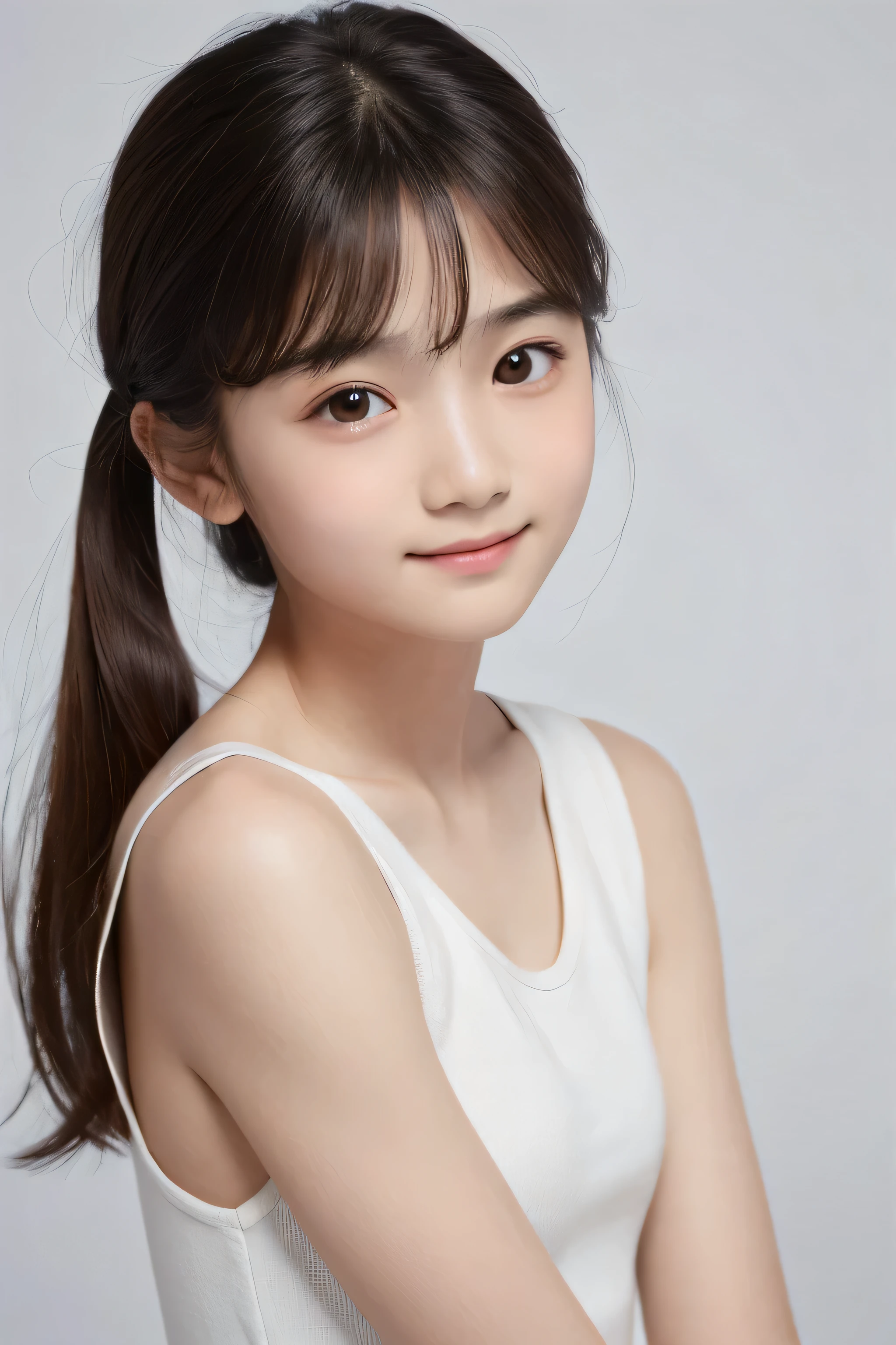 ((Highest quality)), ((Photo quality)), (detailed), Perfect Face,,Upper Body,Thin arms,White skin,
