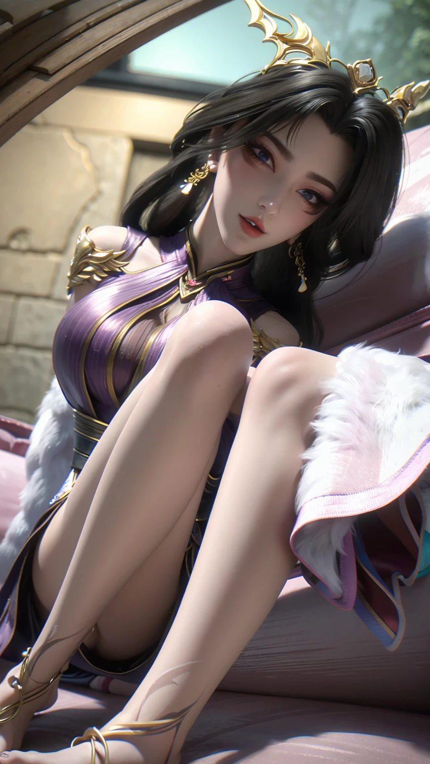 a girl lying on a bed, facing upward, slightly raising her leg, extremely detailed and beautiful girl, 4k, 8k, cinematic, full body, lying, long legs, full body capture, (((lying on a bed))), (((full body lying on a bed))), large bed, lying on a bed, head resting on pillow, high quality, photorealistic, hyperrealistic, beautiful skin, flawless complexion, beautiful eyes, long eyelashes, delicate facial features, beautiful lips, graceful pose, natural lighting, warm color palette