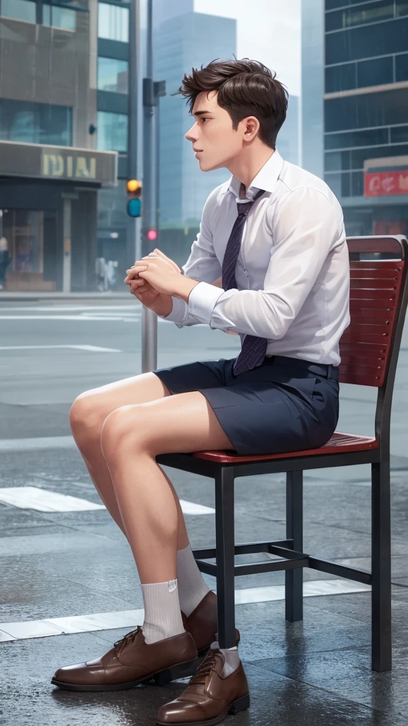 Make me a city where it's raining and there's a guy sitting alone crying because he didn't go to class