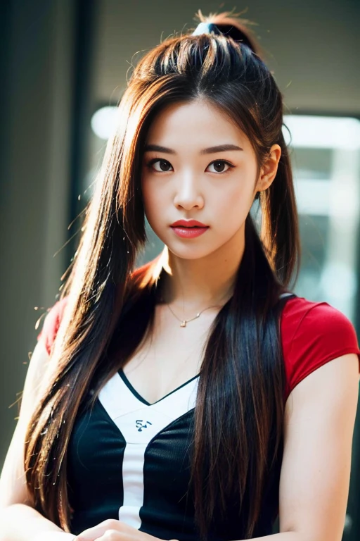 super long hairs, very long hairs, highly detailed hairs, absurdly long hairs, voluminous long hairs, straight posture, (((girl holding her hairs with her hands to make ponytail)))