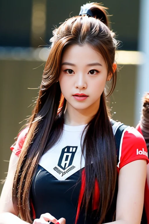 super long hairs, very long hairs, highly detailed hairs, absurdly long hairs, voluminous long hairs, straight posture, (((girl holding her hairs with her hands to make ponytail)))