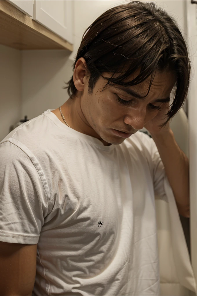make a man criying in room