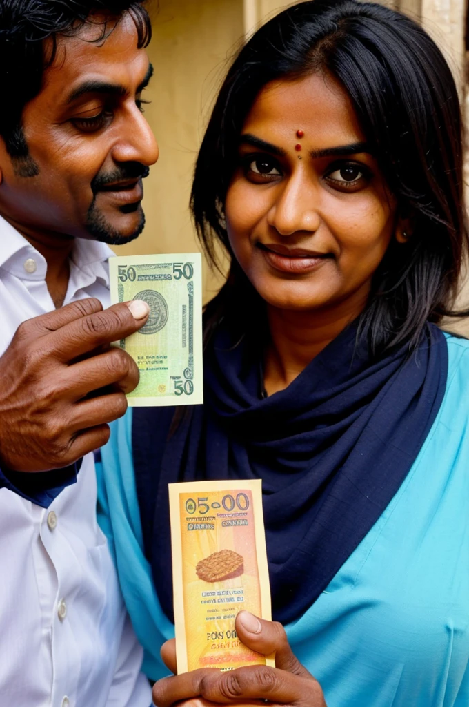 **500-rupee note exchange** - A close-up of a customer handing Ramesh a crisp 500-rupee note.